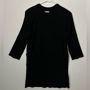 Reformation Black 3/4 Sleeve Ribbed Dress Medium